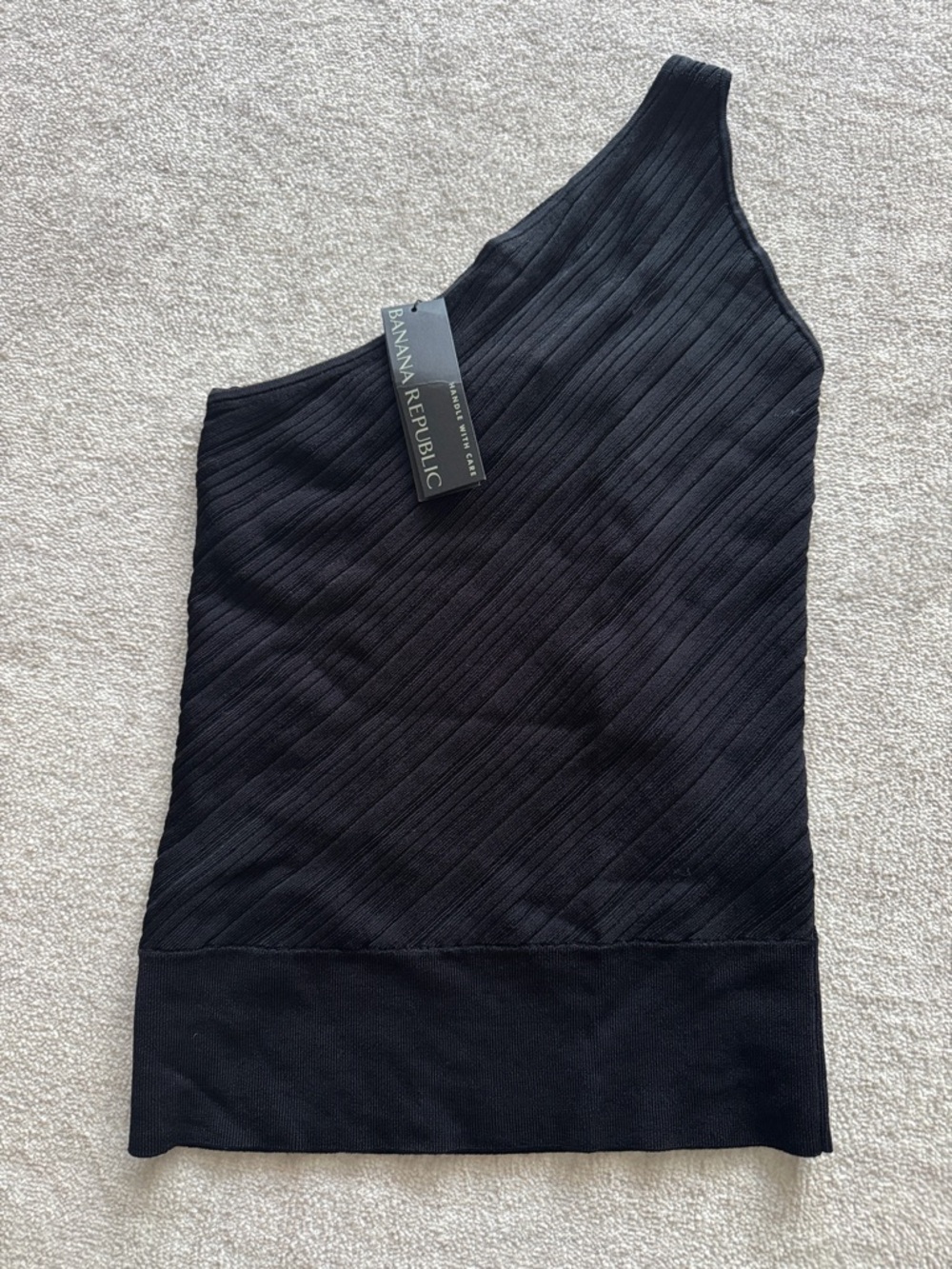 Banana Republic Black One-Shoulder Ribbed Tank
